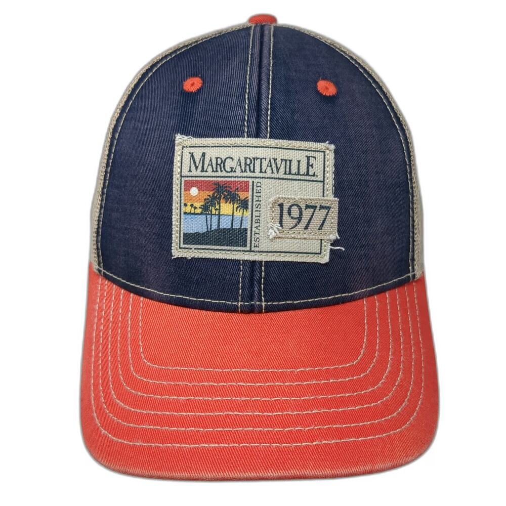 Margaritaville Trucker Hat Blue Orange Beige One Size Snapback Sunset Beach